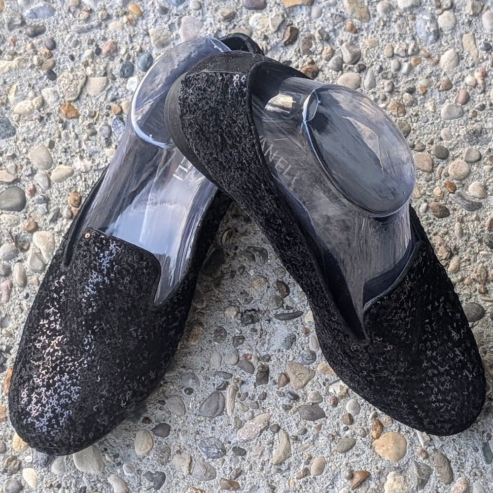 Elegant Black Sequin Women's Loafers